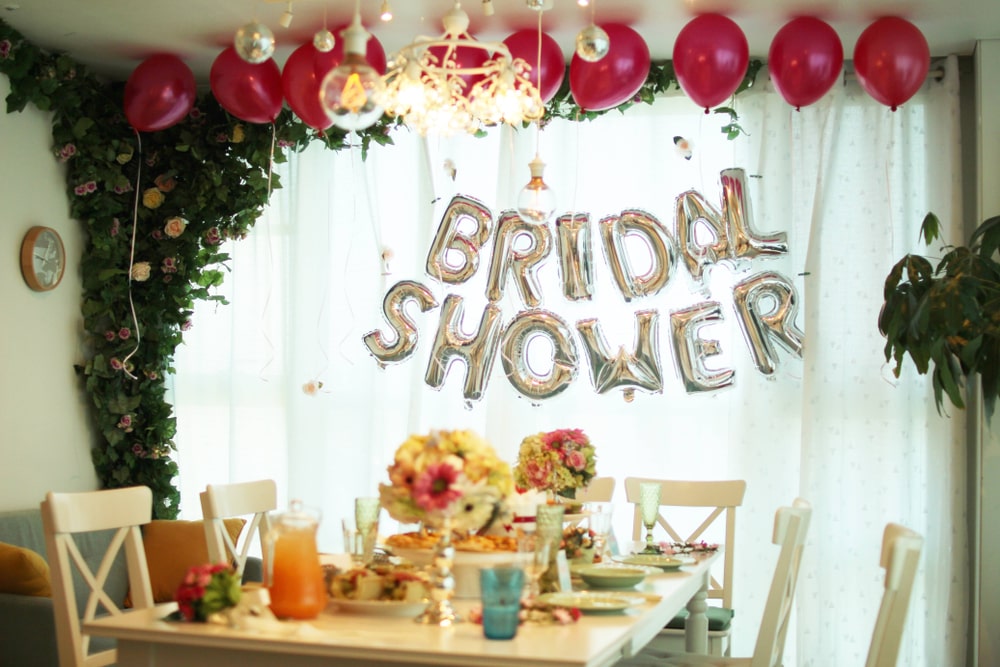 Elegant bridal shower cake with flowers and pastel decorations in Irvine